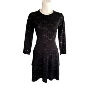Michael Kors A-Line Dress Medium Black Sequins‎